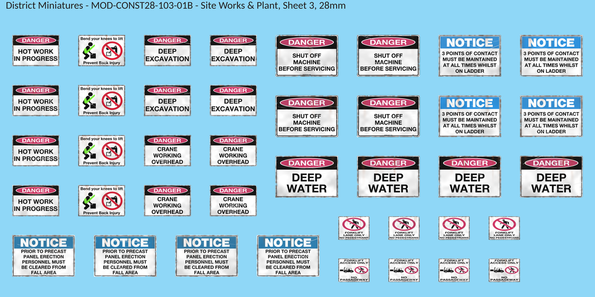 Site Works & Plant, Sheet 3, 28mm decal sheet, weathered finish