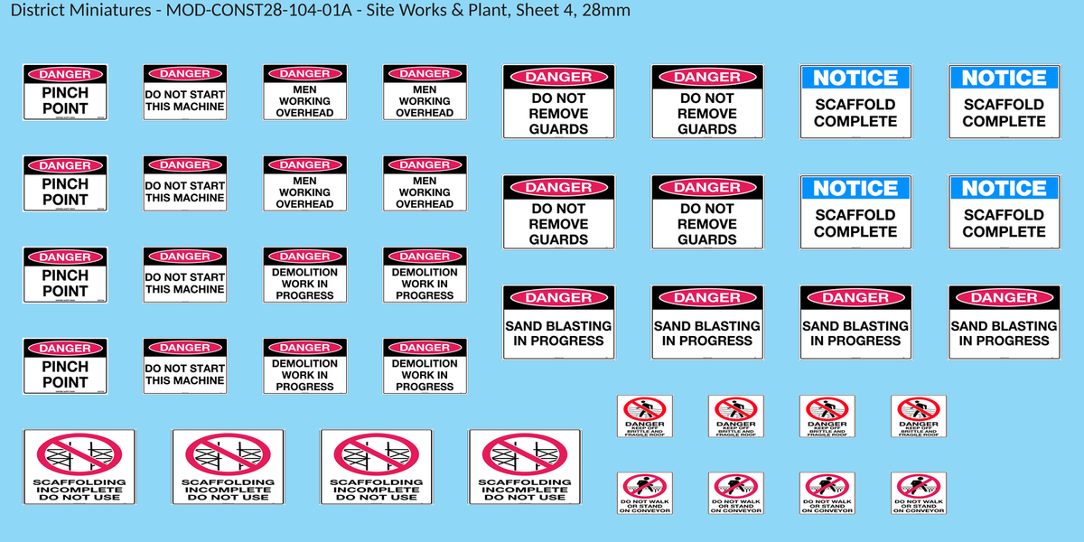 Site Works & Plant, Sheet 4, 28mm decal sheet, clean finish
