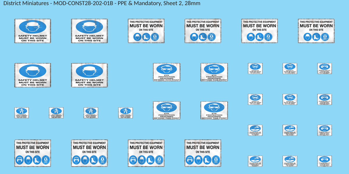 PPE & Mandatory, Sheet 2, 28mm decal sheet, weathered finish