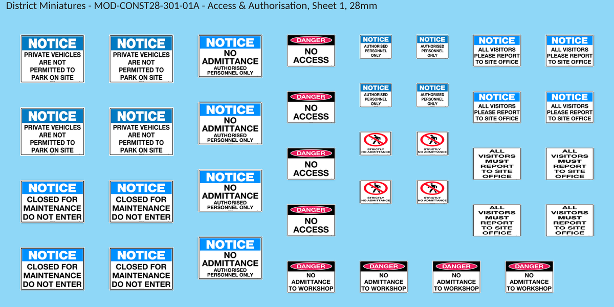 Access & Authorisation, Sheet 1, 28mm decal sheet, clean finish
