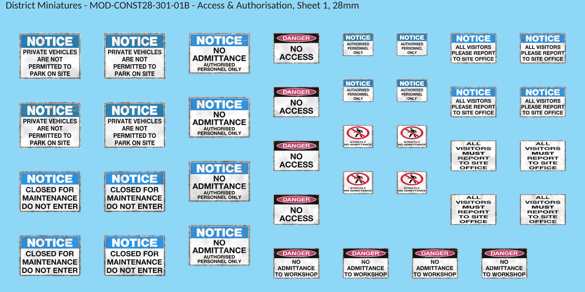 Access & Authorisation, Sheet 1, 28mm decal sheet, weathered finish