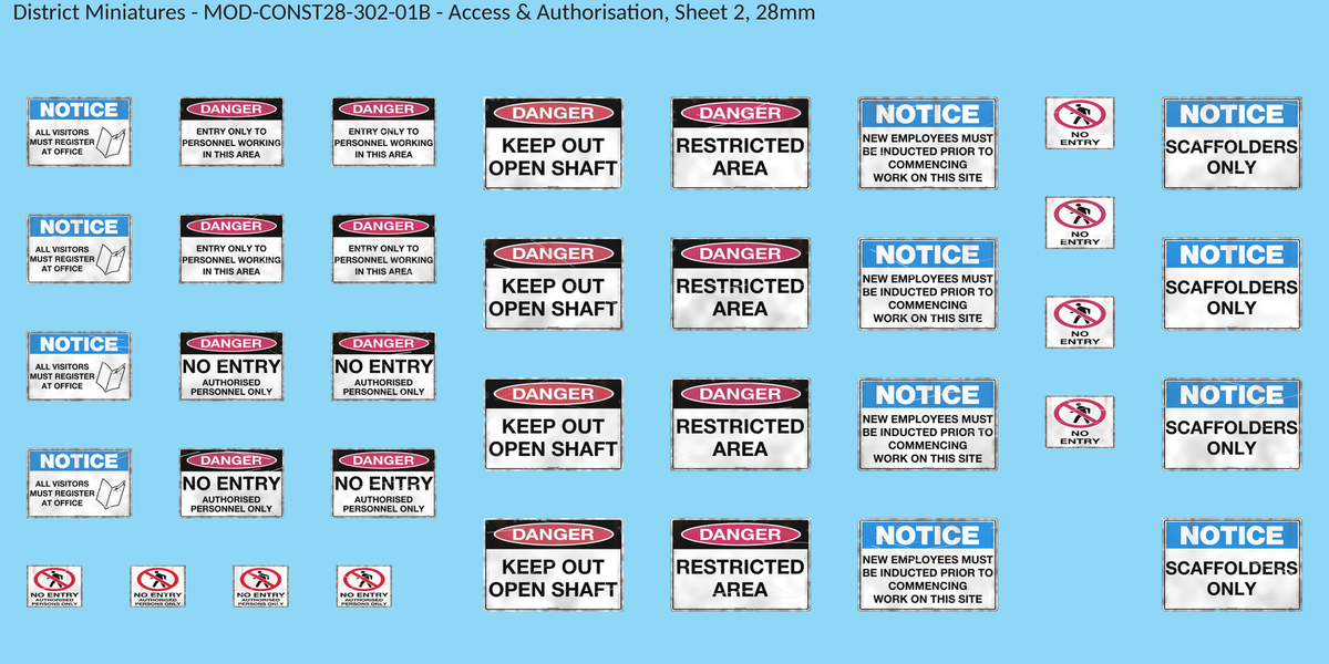 Access & Authorisation, Sheet 2, 28mm decal sheet, weathered finish