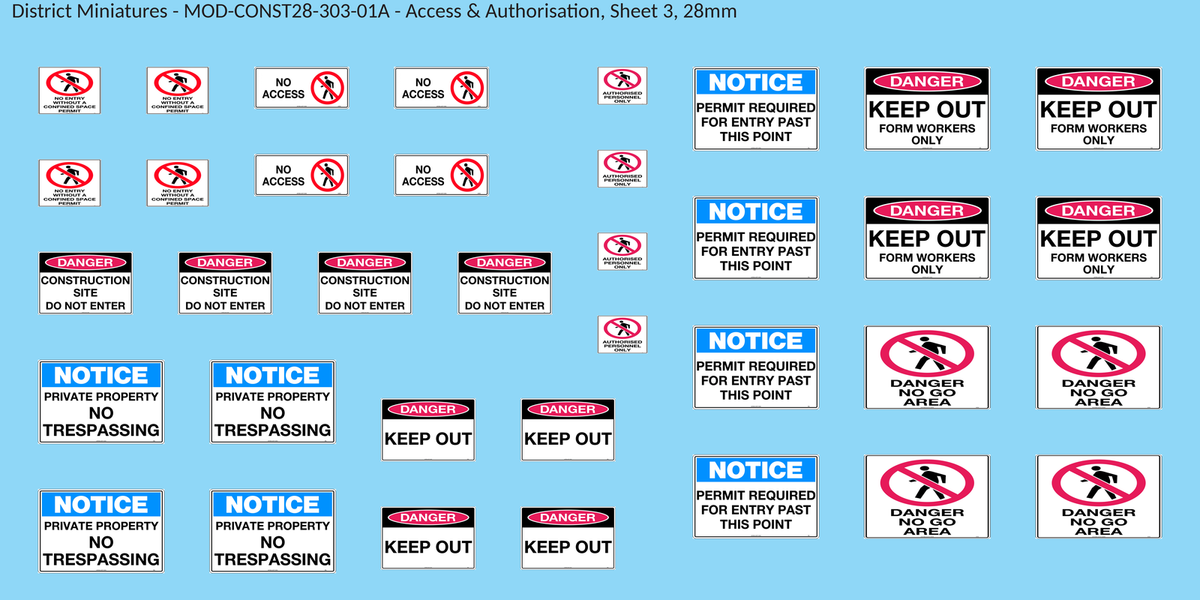 Access & Authorisation, Sheet 3, 28mm decal sheet, clean finish