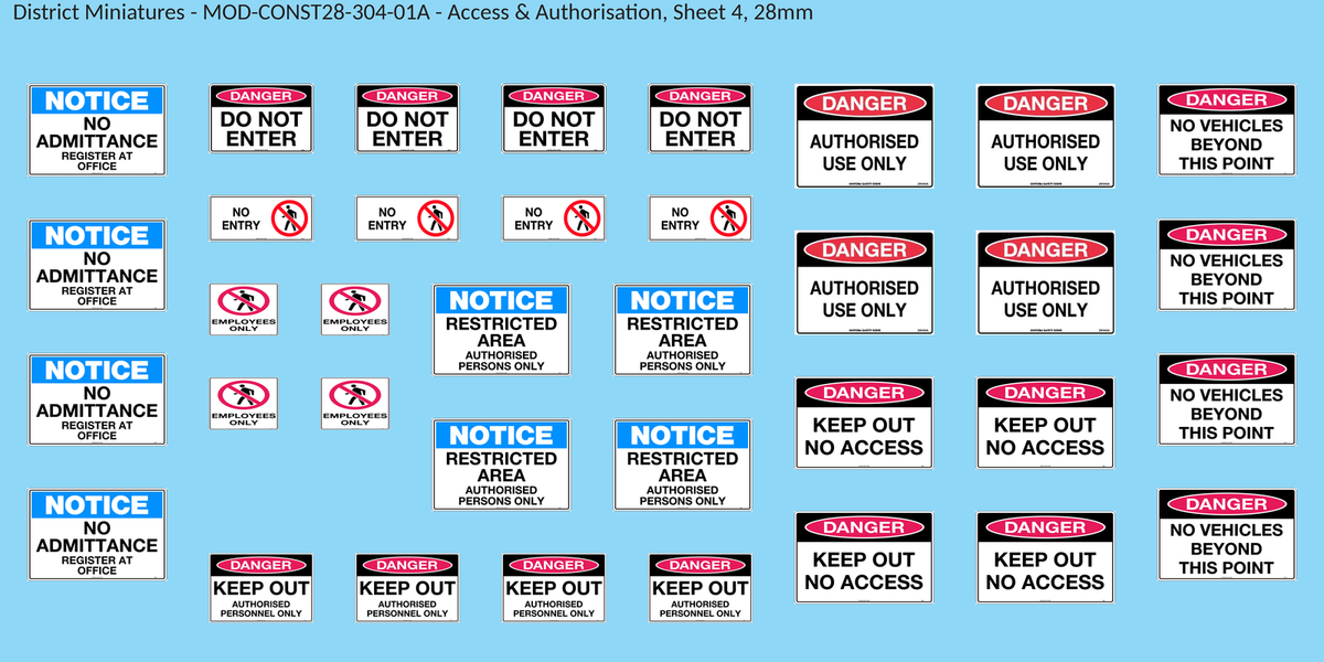 Access & Authorisation, Sheet 4, 28mm decal sheet, clean finish