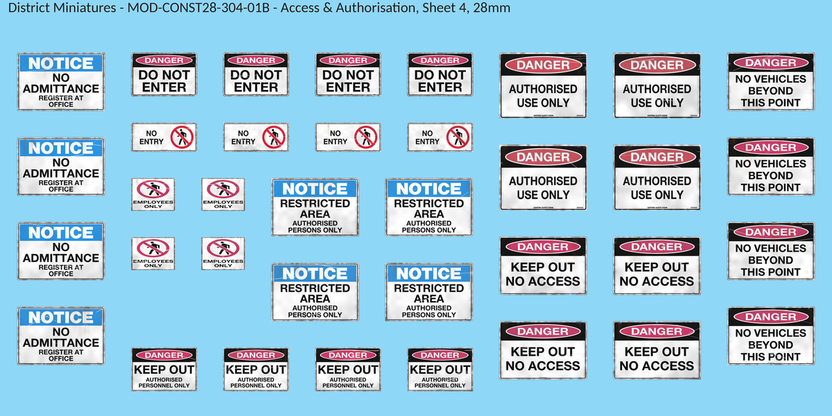 Access & Authorisation, Sheet 4, 28mm decal sheet, weathered finish