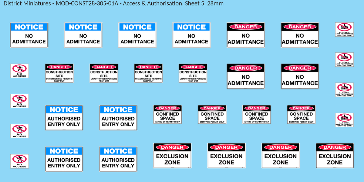 Access & Authorisation, Sheet 5, 28mm decal sheet, clean finish
