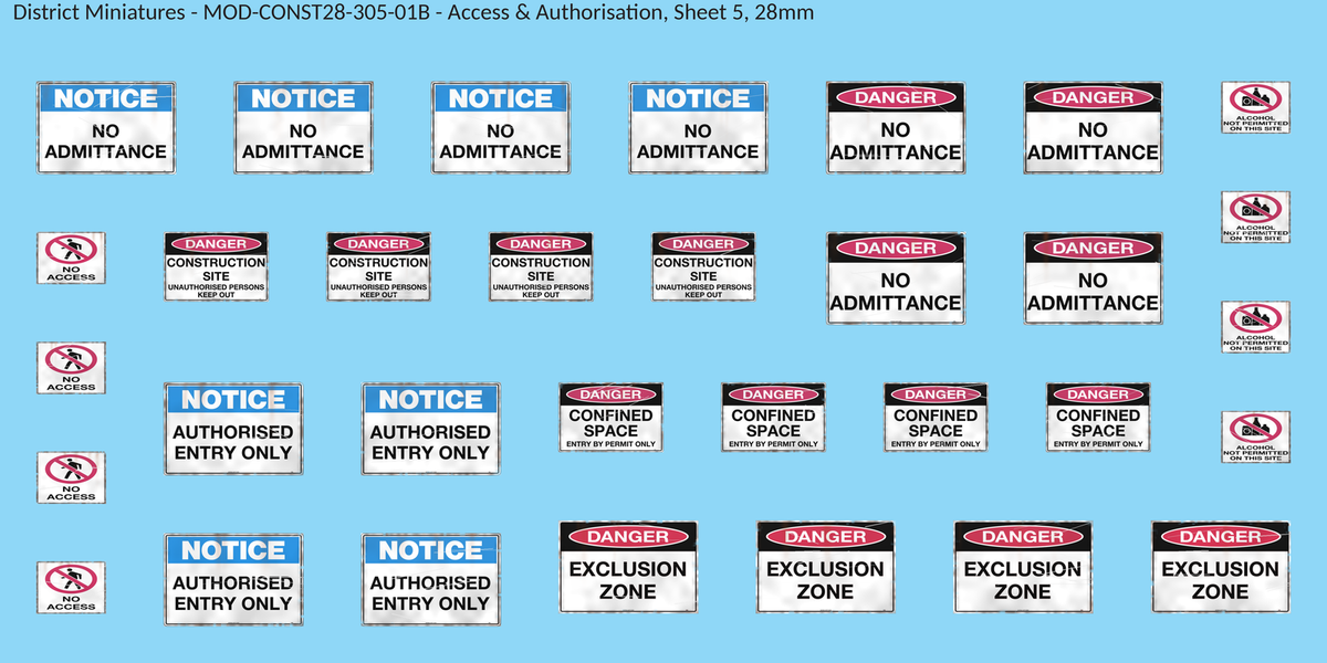 Access & Authorisation, Sheet 5, 28mm decal sheet, weathered finish