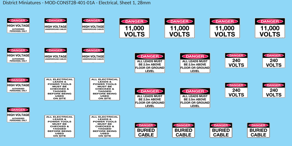 Electrical, Sheet 1, 28mm decal sheet, clean finish