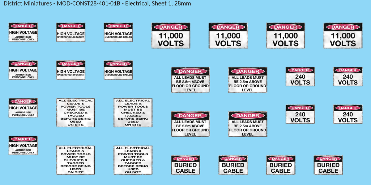Electrical, Sheet 1, 28mm decal sheet, weathered finish