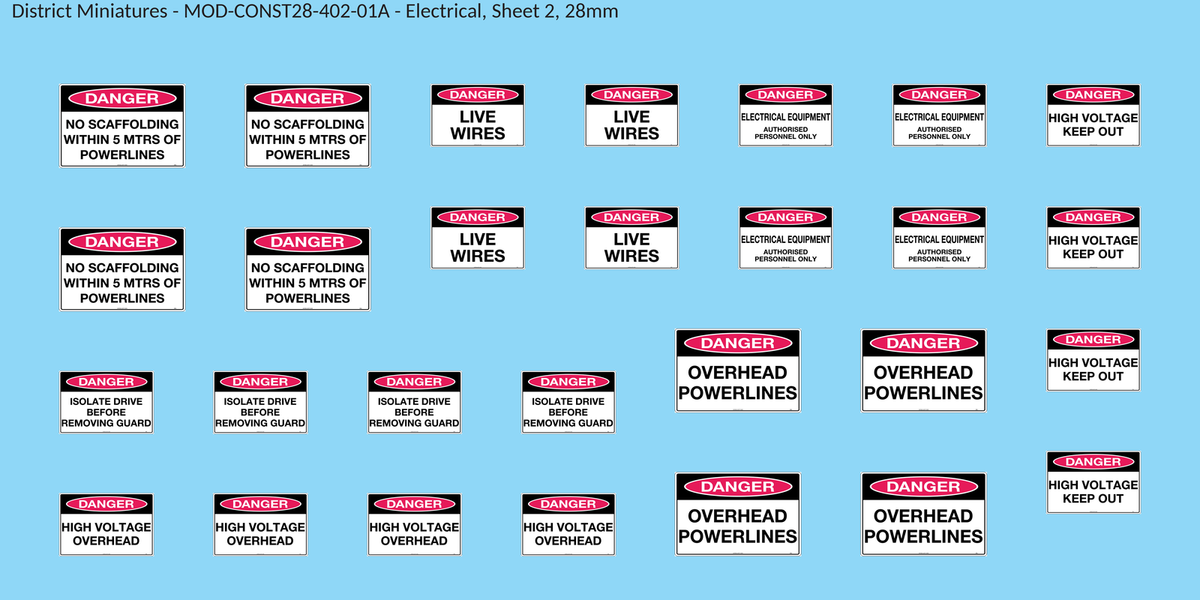 Electrical, Sheet 2, 28mm decal sheet, clean finish
