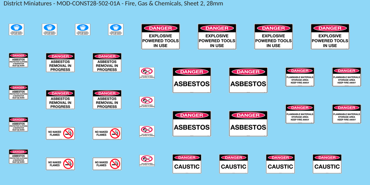 Fire, Gas & Chemicals, Sheet 2, 28mm decal sheet, clean finish