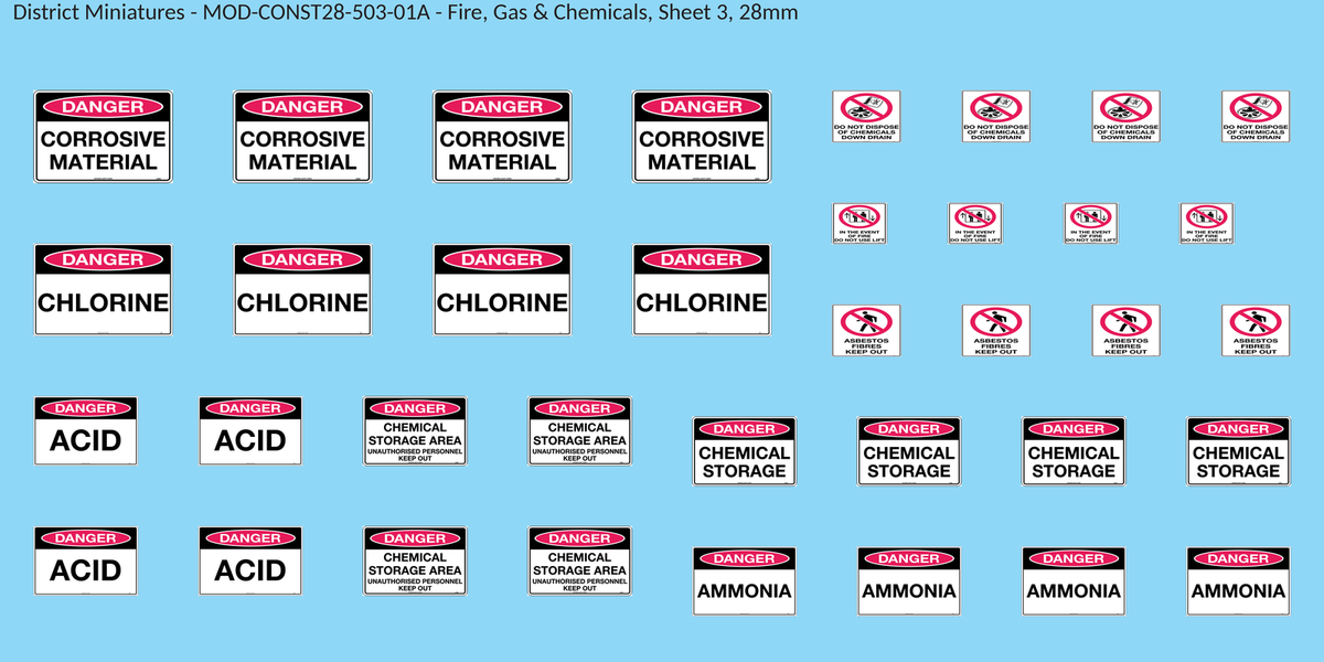Fire, Gas & Chemicals, Sheet 3, 28mm decal sheet, clean finish