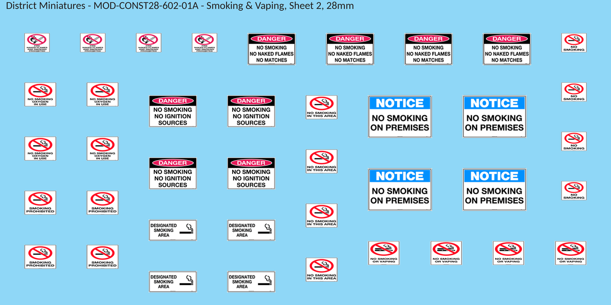 Smoking & Vaping, Sheet 2, 28mm decal sheet, clean finish