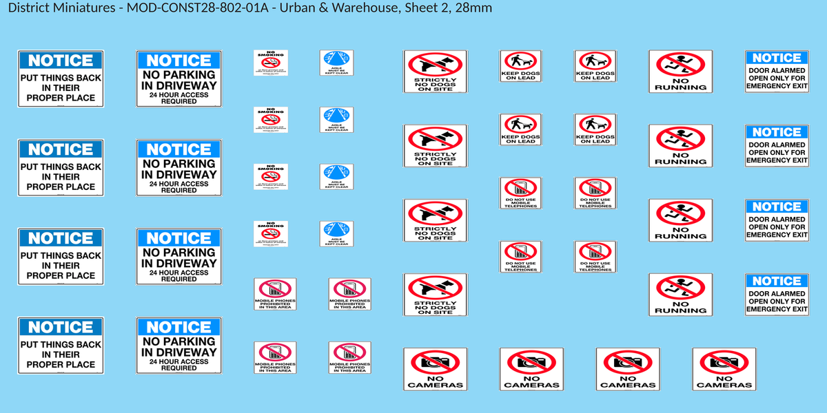 Urban & Warehouse, Sheet 2, 28mm decal sheet, clean finish