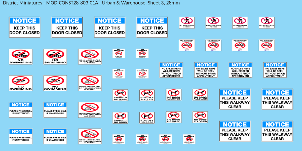 Urban & Warehouse, Sheet 3, 28mm decal sheet, clean finish