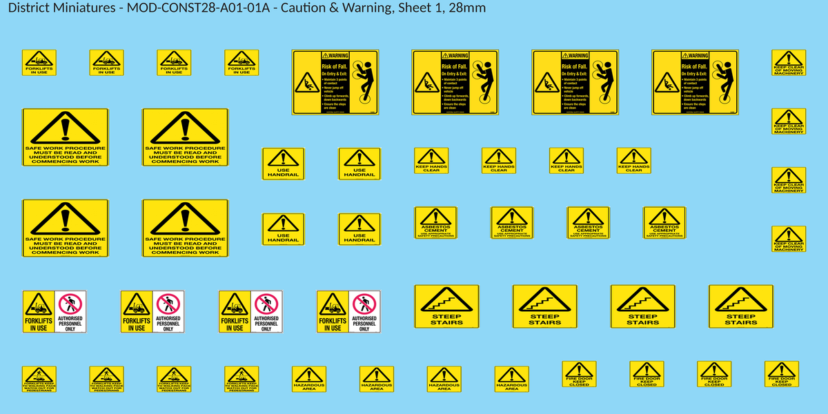 Caution & Warning, Sheet 1, 28mm decal sheet, clean finish