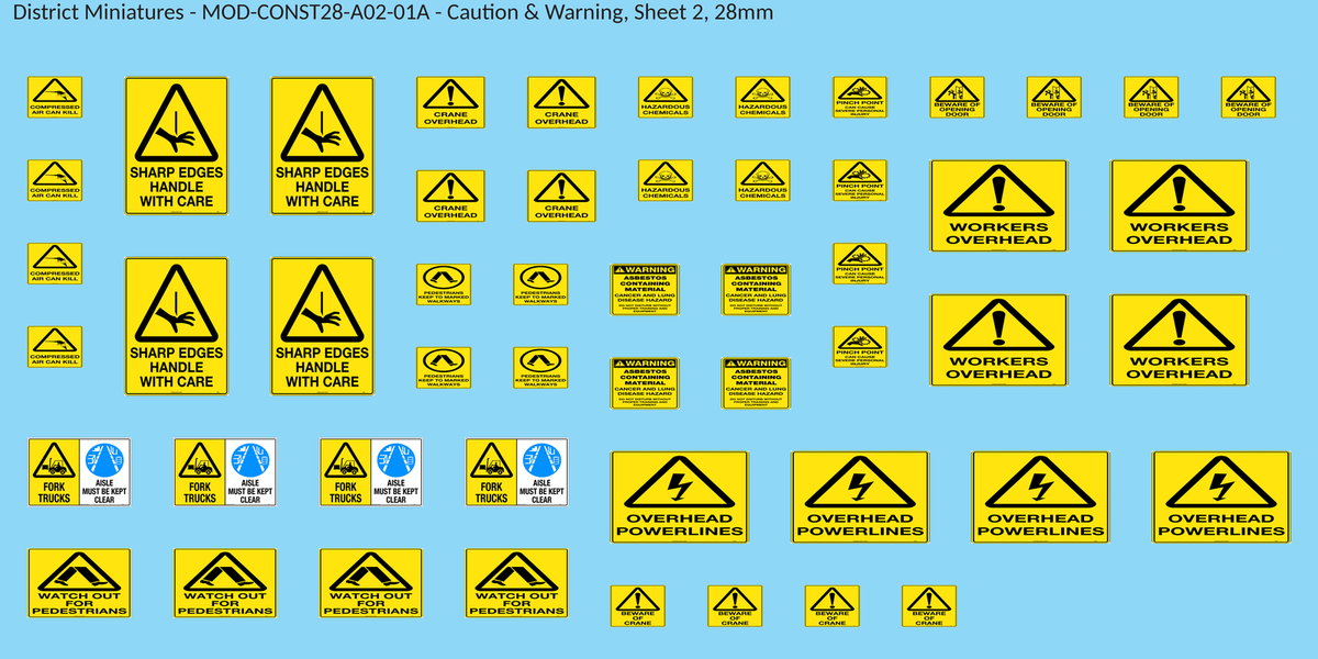 Caution & Warning, Sheet 2, 28mm decal sheet, clean finish