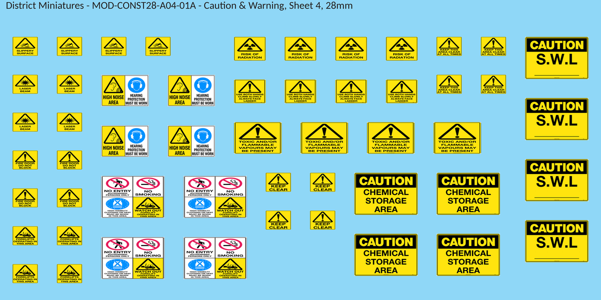 Caution & Warning, Sheet 4, 28mm decal sheet, clean finish