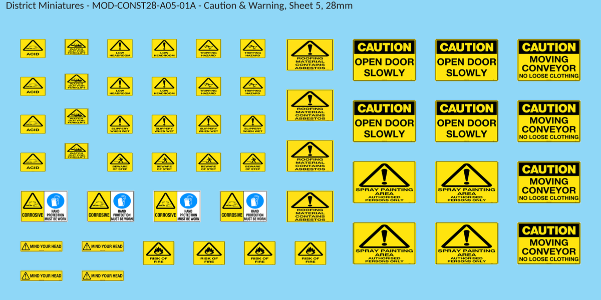 Caution & Warning, Sheet 5, 28mm decal sheet, clean finish
