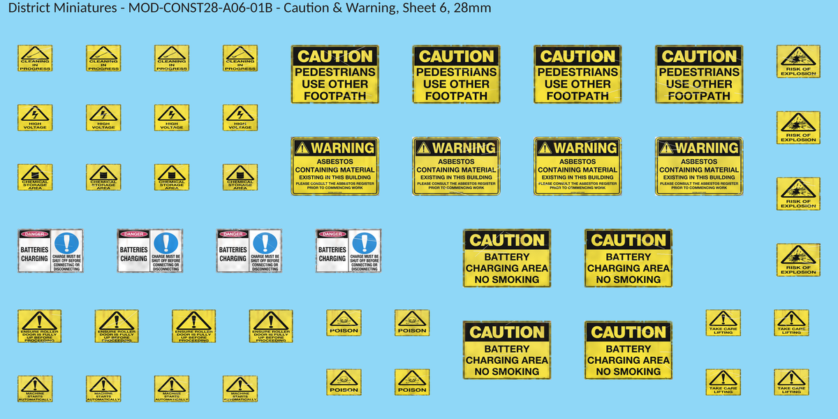 Caution & Warning, Sheet 6, 28mm decal sheet, weathered finish