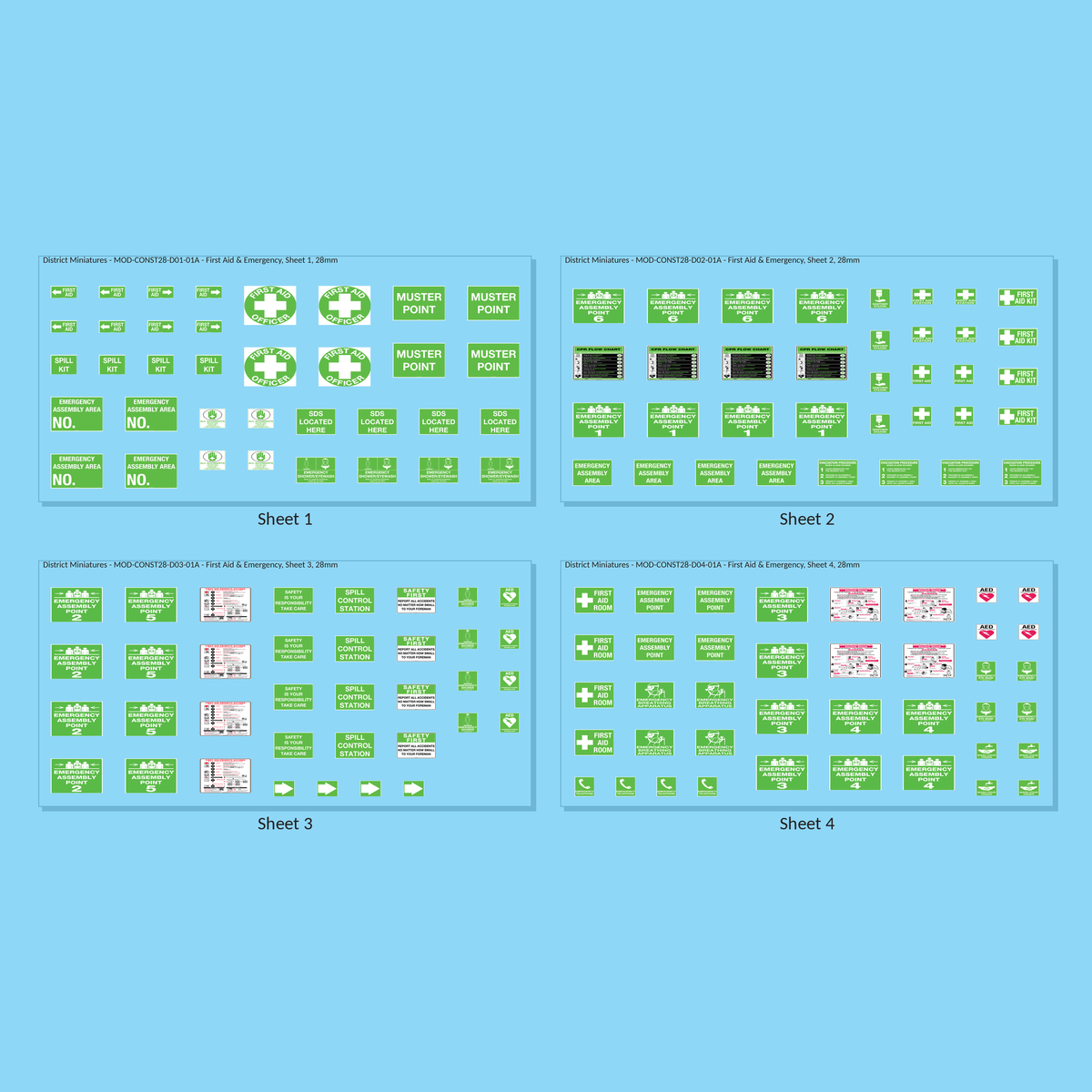 First Aid & Emergency, 28mm - all 4 sheets, clean finish