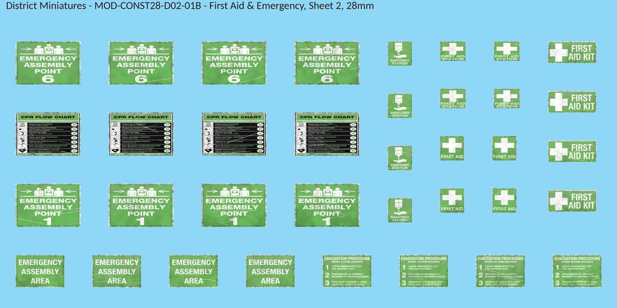First Aid & Emergency, Sheet 2, 28mm decal sheet, weathered finish