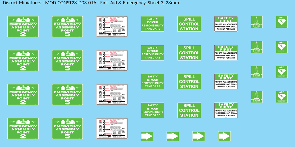 First Aid & Emergency, Sheet 3, 28mm decal sheet, clean finish