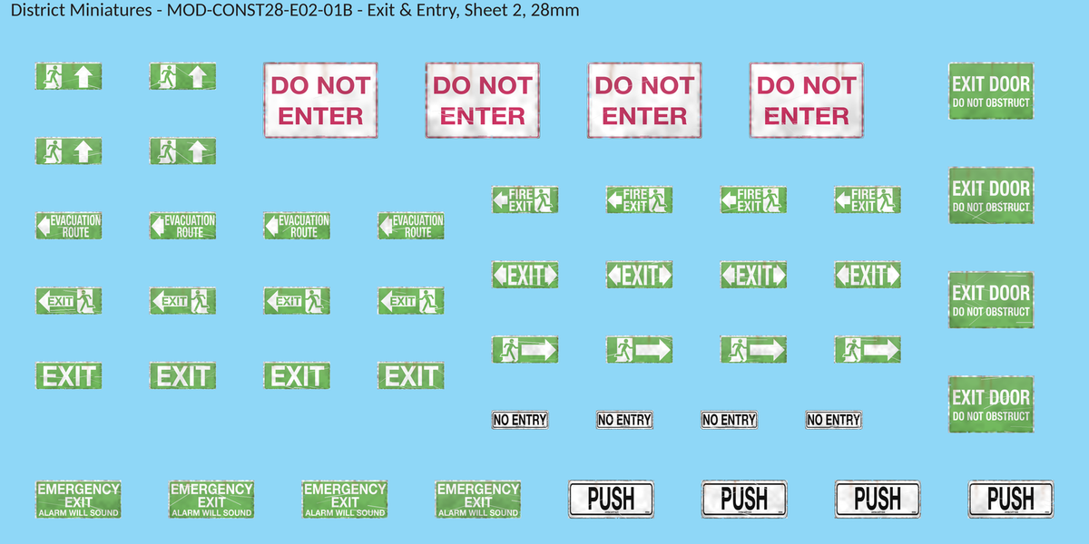 Exit & Entry, Sheet 2, 28mm decal sheet, weathered finish