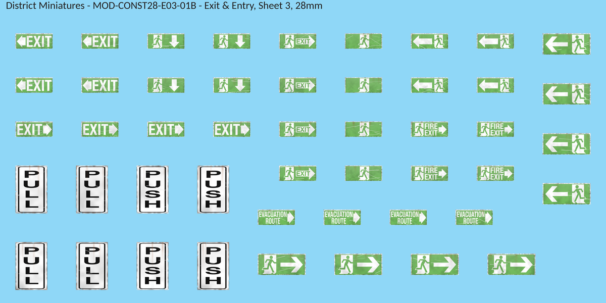Exit & Entry, Sheet 3, 28mm decal sheet, weathered finish