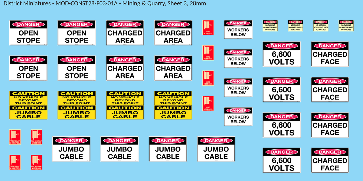 Mining & Quarry, Sheet 3, 28mm decal sheet, clean finish