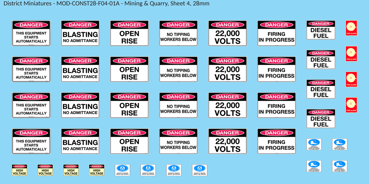 Mining & Quarry, Sheet 4, 28mm decal sheet, clean finish