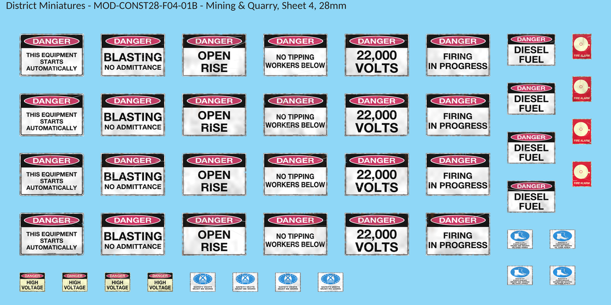 Mining & Quarry, Sheet 4, 28mm decal sheet, weathered finish