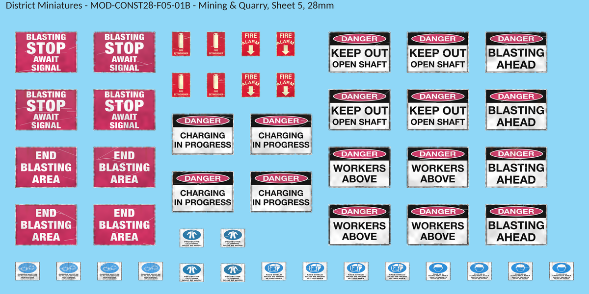 Mining & Quarry, Sheet 5, 28mm decal sheet, weathered finish