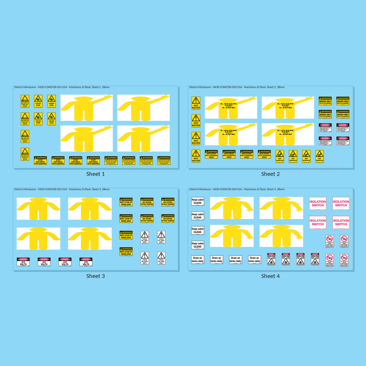 Machinery & Plant, 28mm - all 4 sheets, clean finish