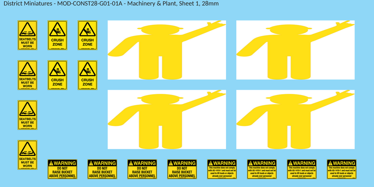 Machinery & Plant, Sheet 1, 28mm decal sheet, clean finish