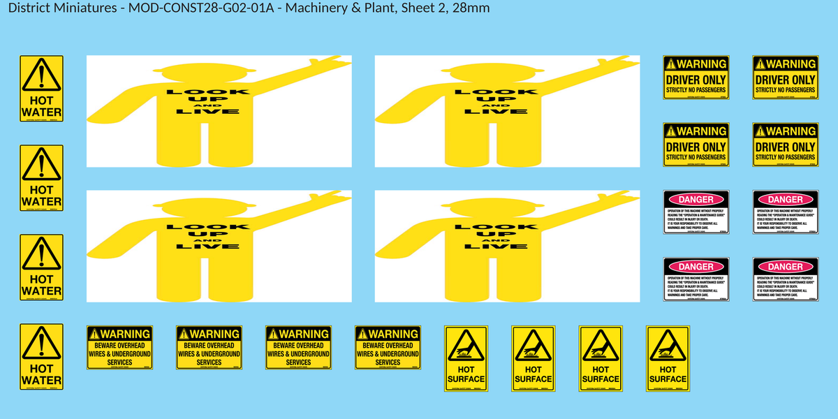 Machinery & Plant, Sheet 2, 28mm decal sheet, clean finish