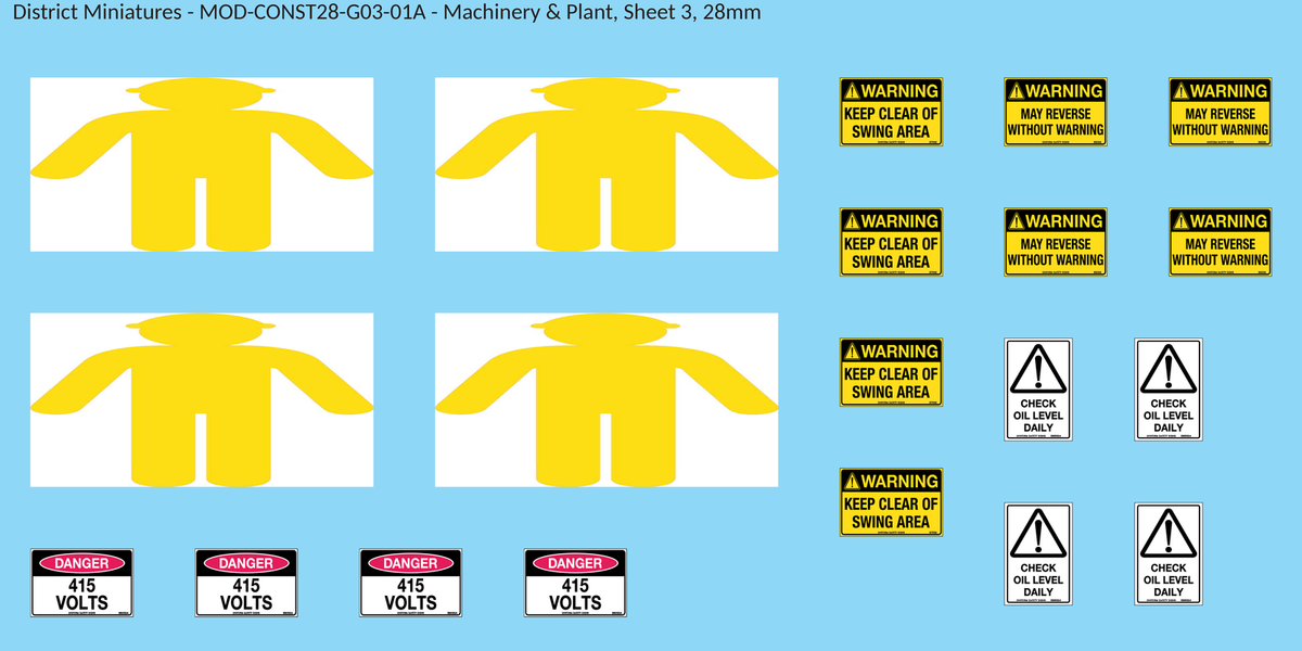 Machinery & Plant, Sheet 3, 28mm decal sheet, clean finish