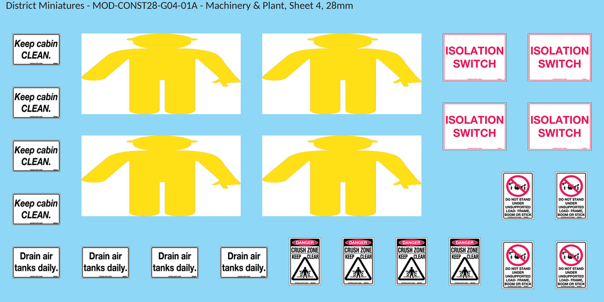 Machinery & Plant, Sheet 4, 28mm decal sheet, clean finish
