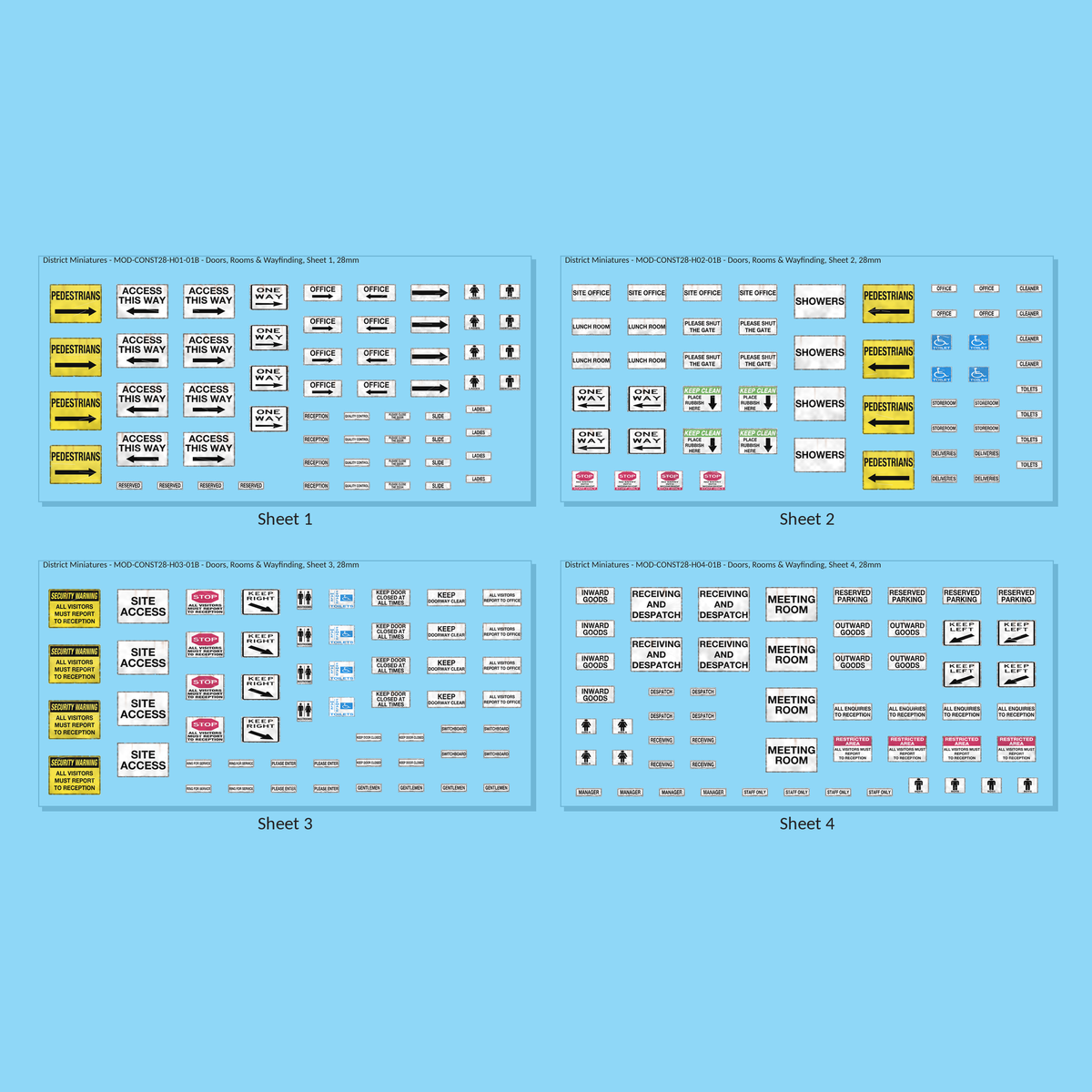 Doors, Rooms & Wayfinding, 28mm - all 4 sheets, weathered finish