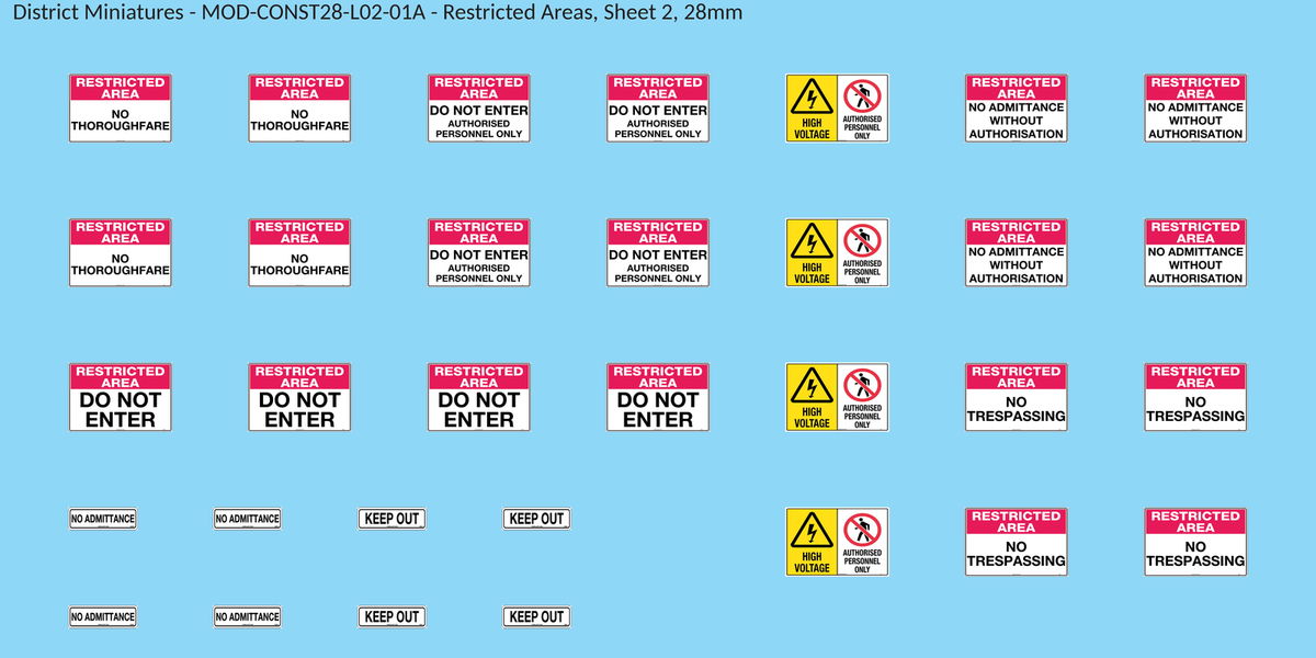 Restricted Areas, Sheet 2, 28mm decal sheet, clean finish