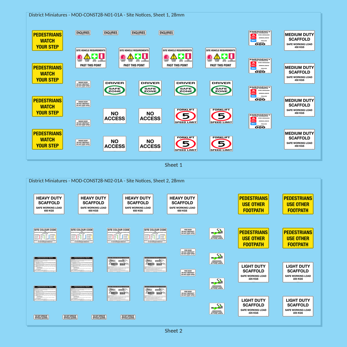 Site Notices, 28mm - all 2 sheets, clean finish