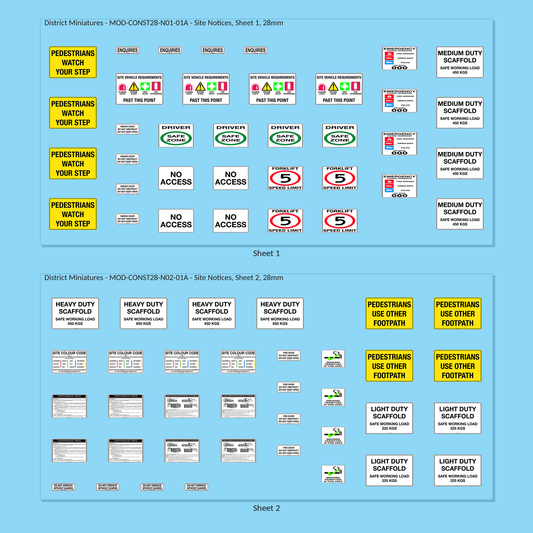 Site Notices, 28mm - all 2 sheets, clean finish