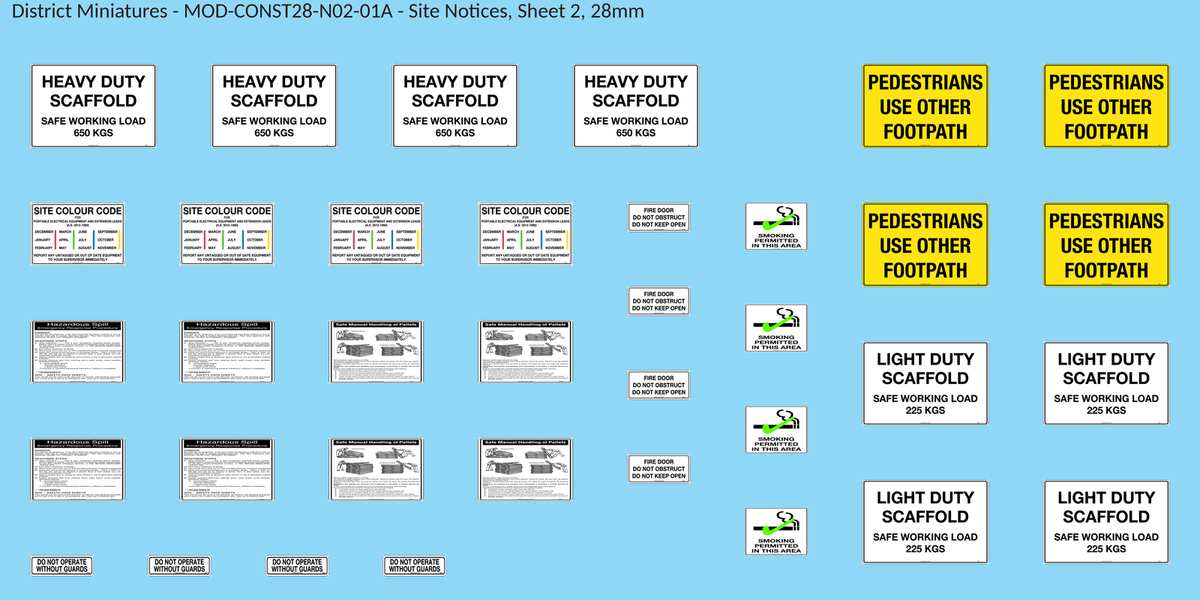Site Notices, Sheet 2, 28mm decal sheet, clean finish