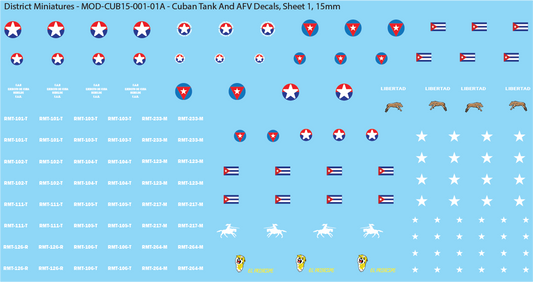 Cuban Tank And AFV Decals (Multiple Options), 15mm
