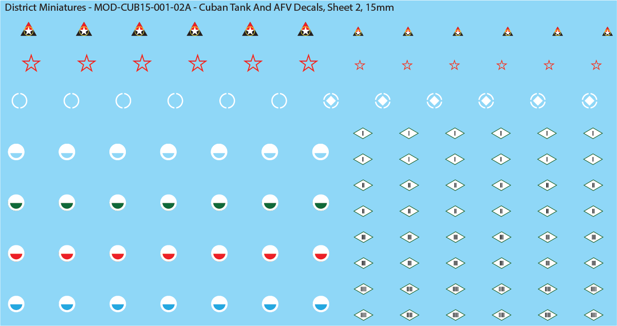 Cuban Tank And AFV Decals (Multiple Options), 15mm