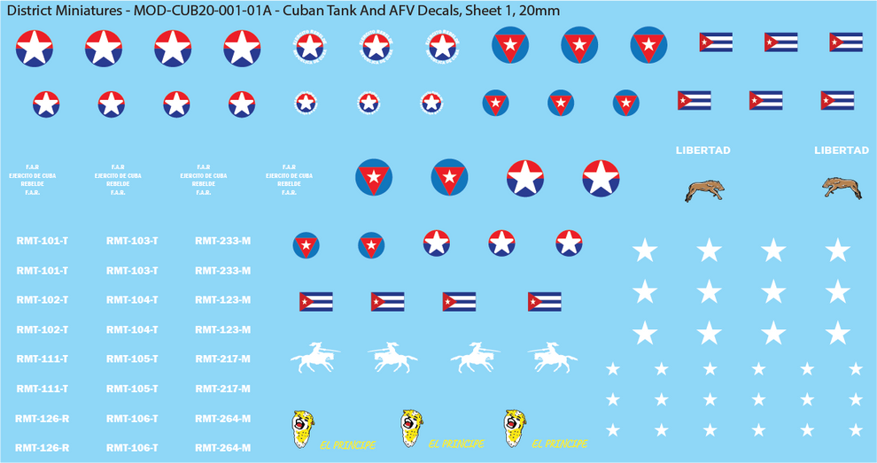 Cuban Tank And AFV Decals (Multiple Options), 20mm – District Miniatures