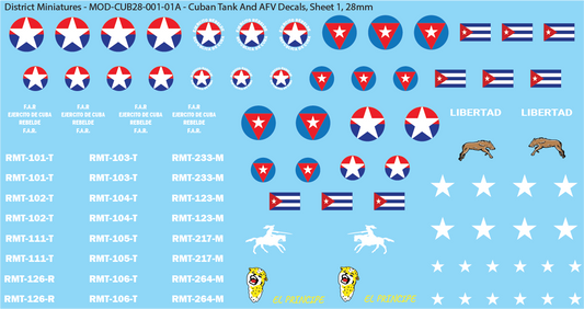 Cuban Tank And AFV Decals (Multiple Options), 28mm