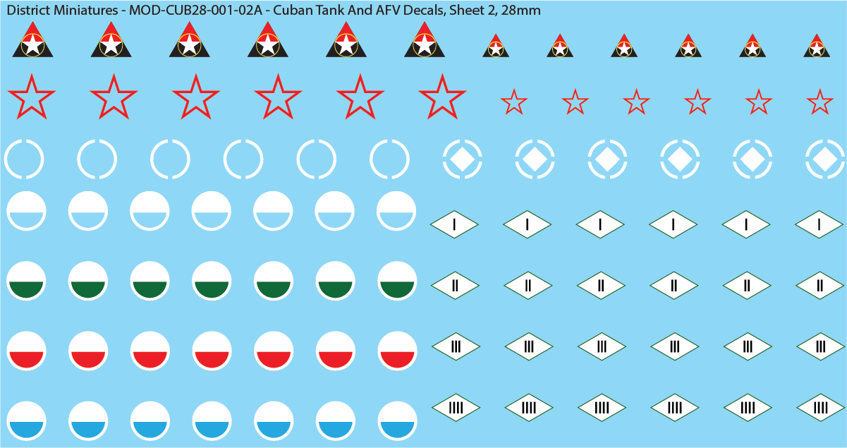 Cuban Tank And AFV Decals (Multiple Options), 28mm