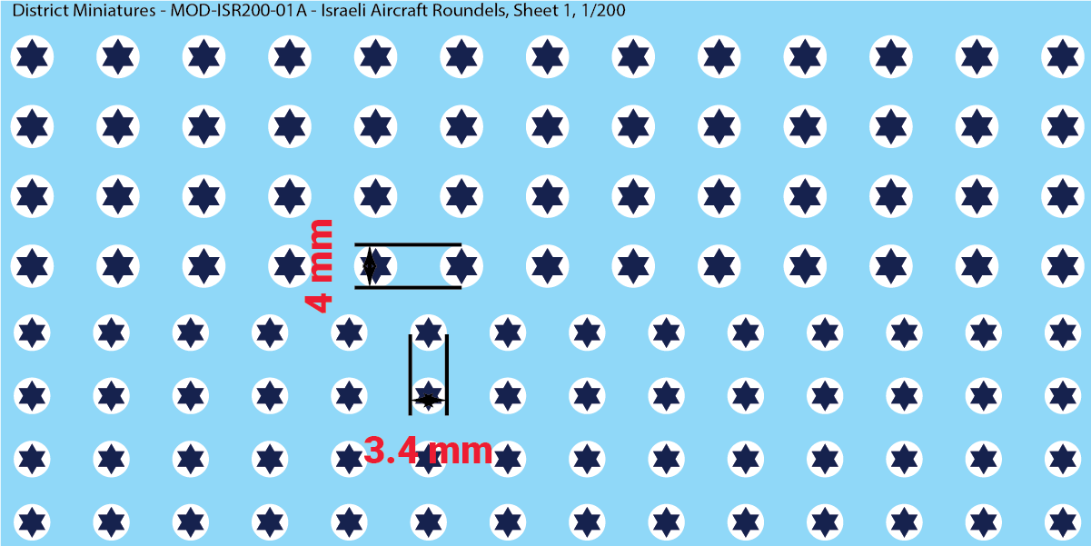 Modern Israeli Aircraft Roundels (Multiple Options), 1/200 Decals