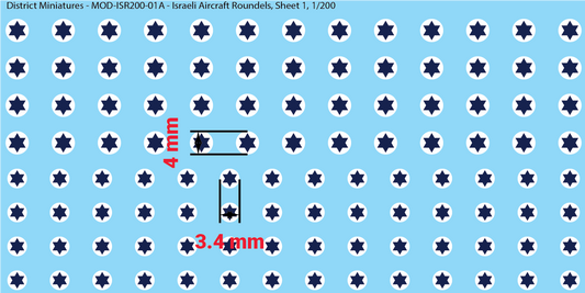 Modern Israeli Aircraft Roundels (Multiple Options), 1/200 Decals